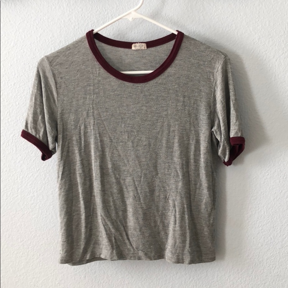Grey Tee with Maroon Collar